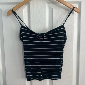Holister Y2K Tank Top Striped Navy Blue and White Women's Size Small Nautical